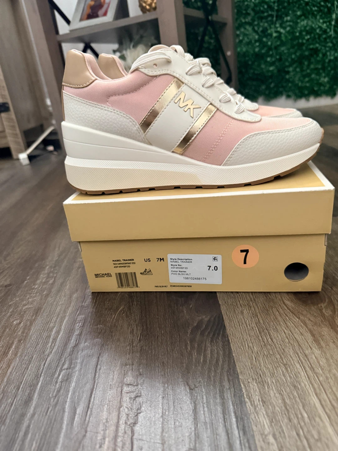 Michael Kors Mabel Wedge Trainers - Pink/White/Gold - Size 7 - photo 5