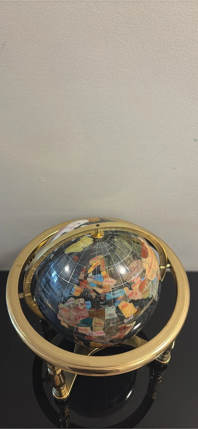 Decorative Gemstone Globe on Brass Stand - photo 2