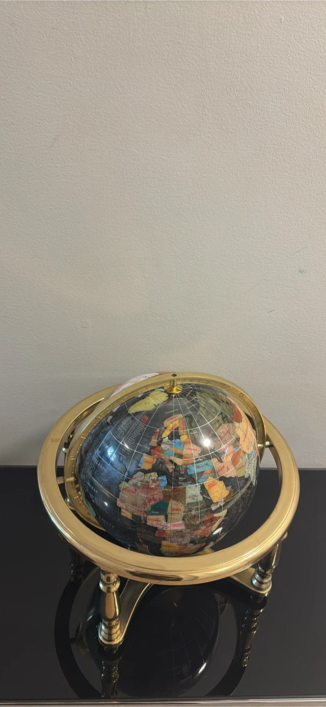 Decorative Gemstone Globe on Brass Stand - photo 4