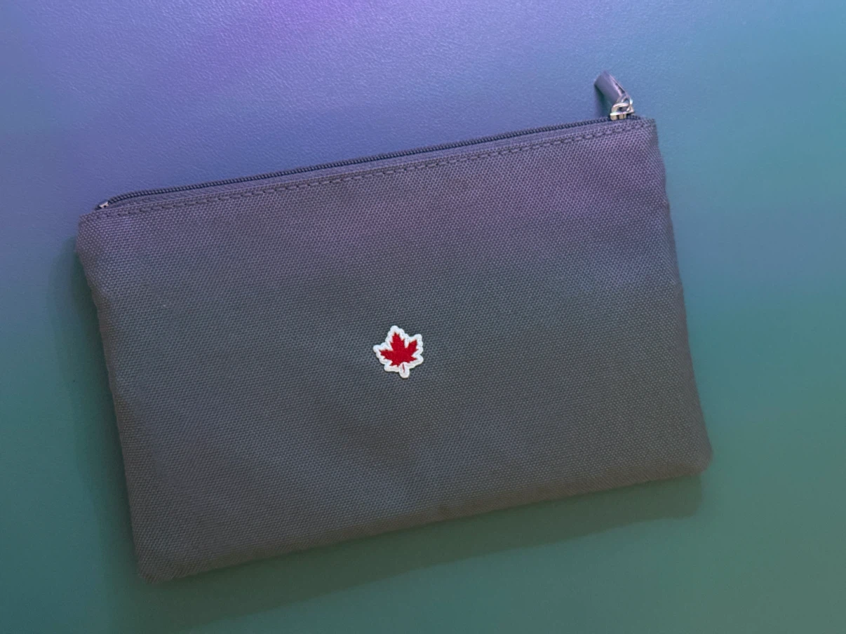 Grey Slim Pouch with Maple Leaf