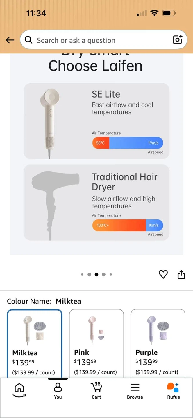 Laifen SE Lite Professional Hair Dryer - Milktea - photo 3