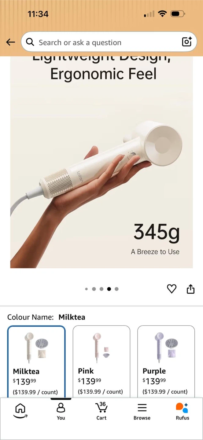 Laifen SE Lite Professional Hair Dryer - Milktea - photo 4