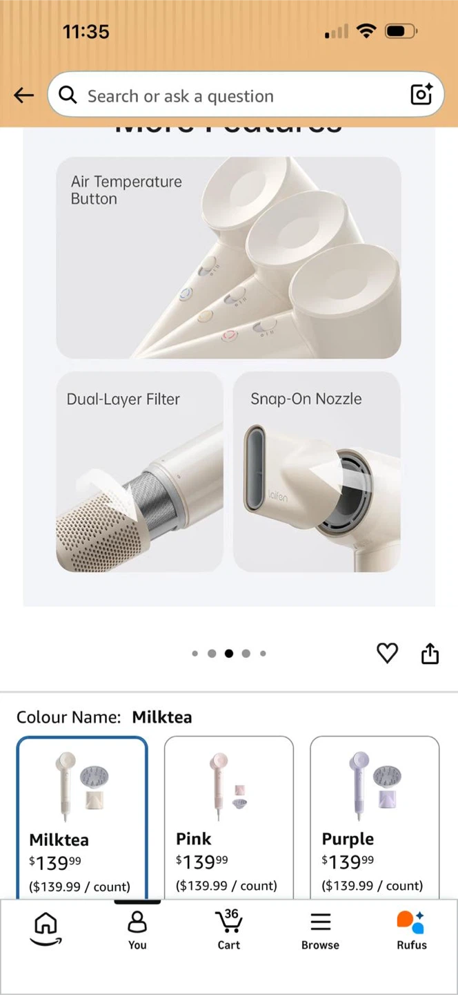 Laifen SE Lite Professional Hair Dryer - Milktea - photo 5