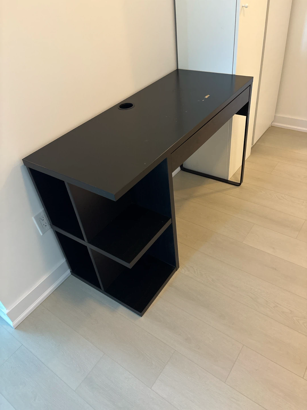 Black Desk with Drawer and Shelves