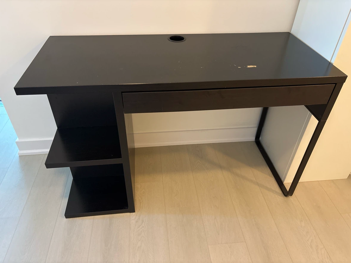 Black Desk with Drawer and Shelves - photo 2