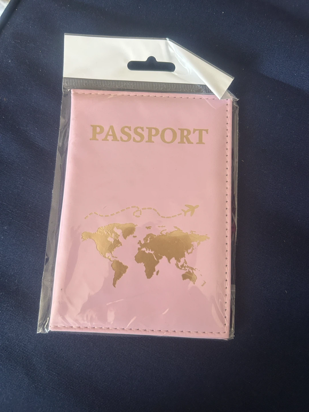 Pink Passport Holder with World Map Design