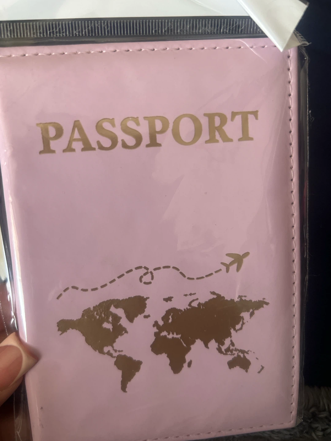 Pink Passport Holder with World Map Design - photo 2