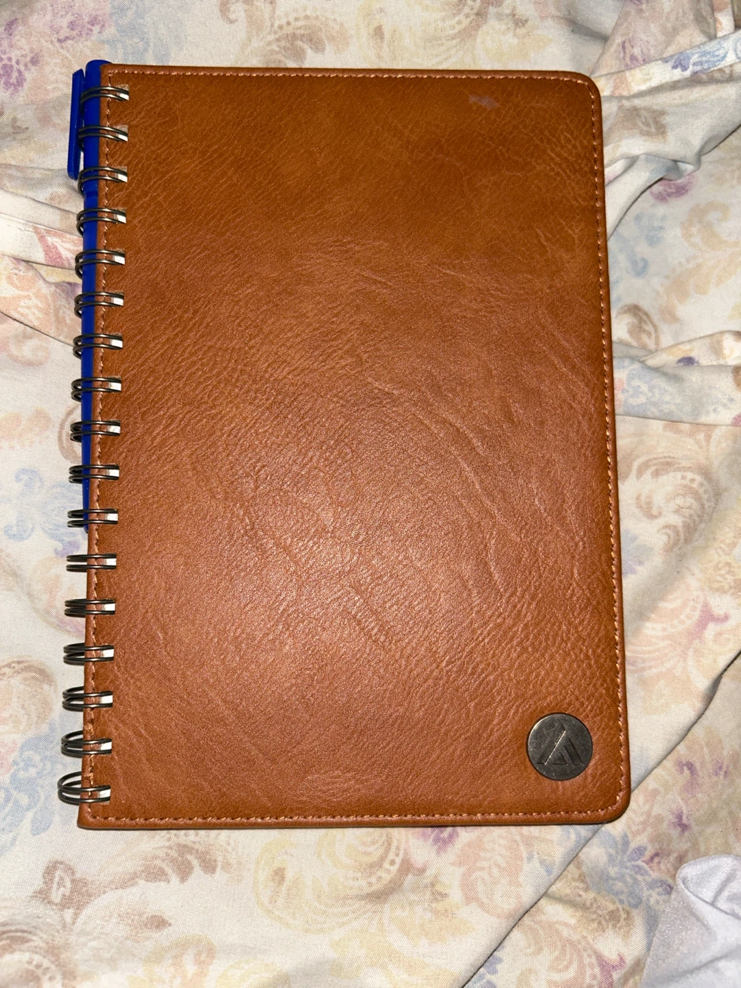 Brown Faux Leather Spiral Notebook