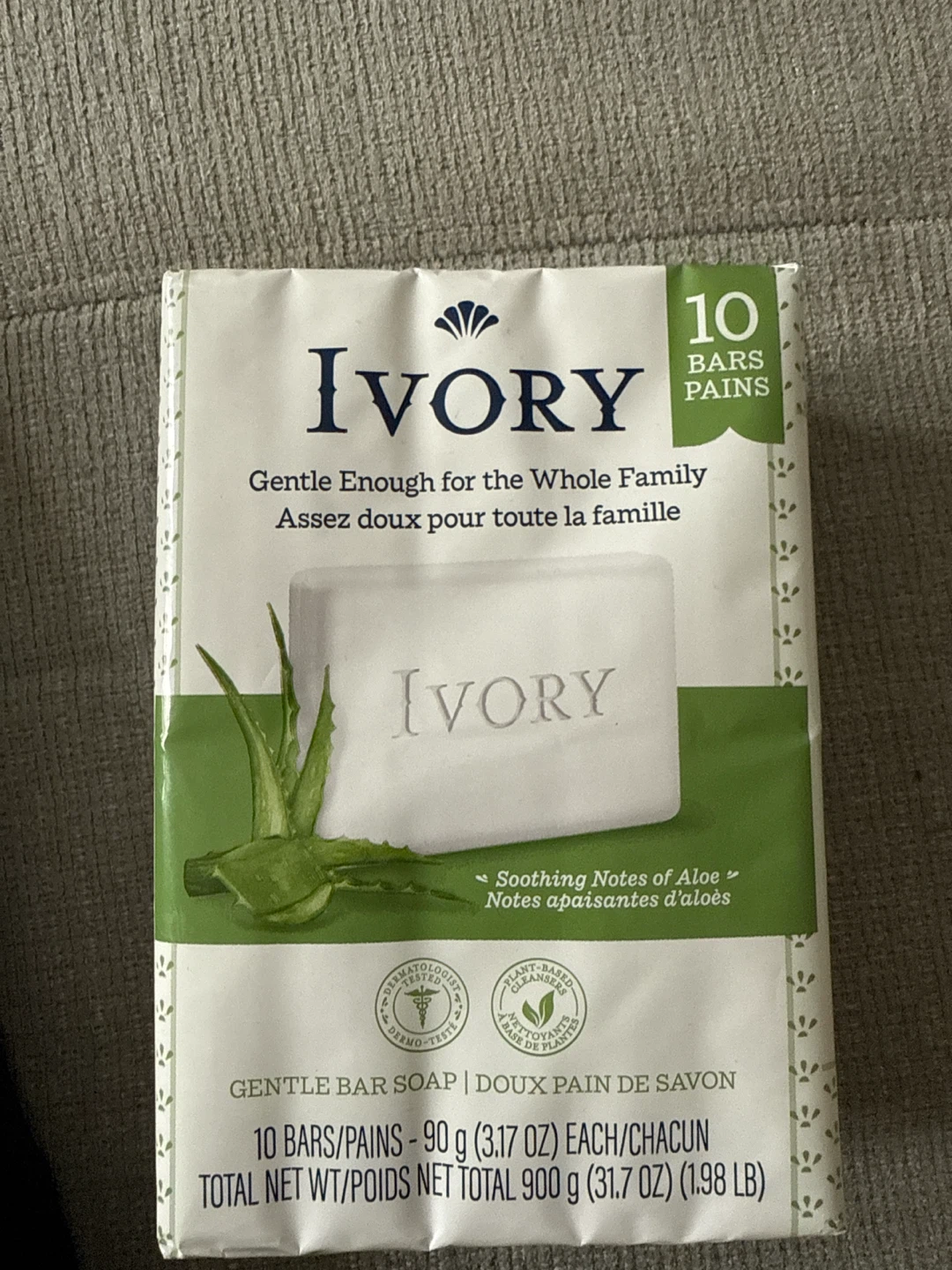 Ivory Gentle Bar Soap with Aloe Scent - 10 Bars