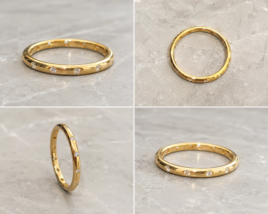 Gold Ring with Small Diamonds - photo 2