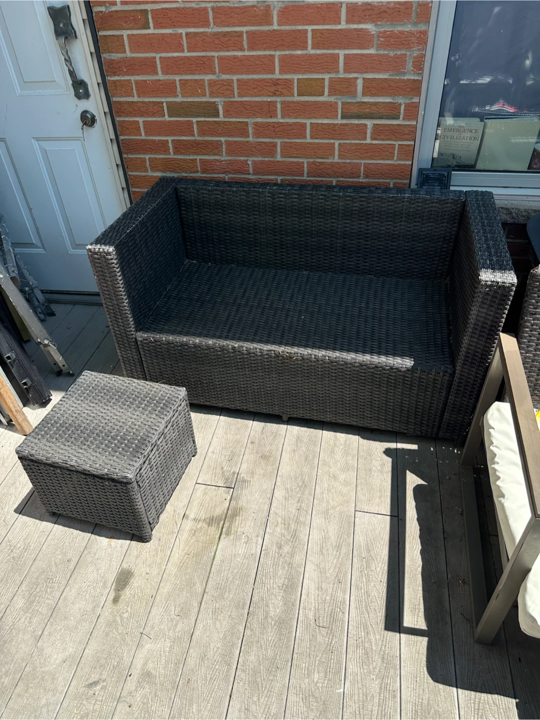 Wicker Loveseat and Side Table Set