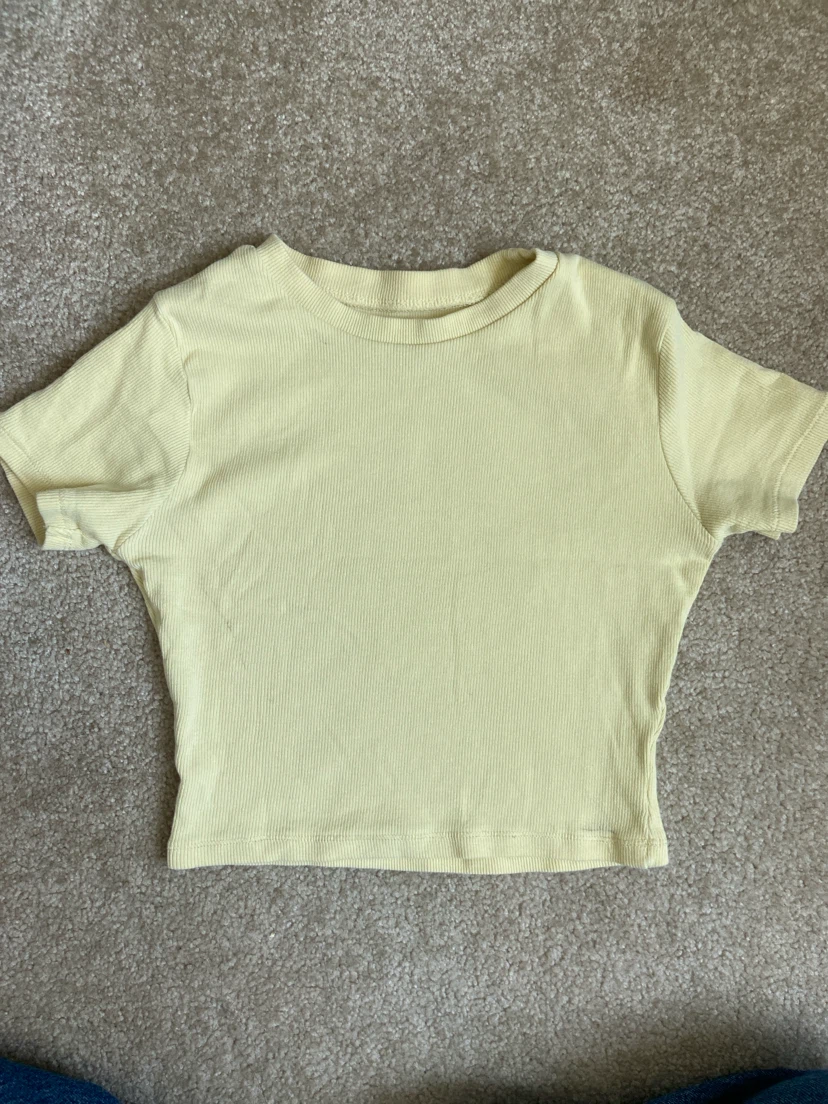 Yellow Ribbed Cropped T-Shirt