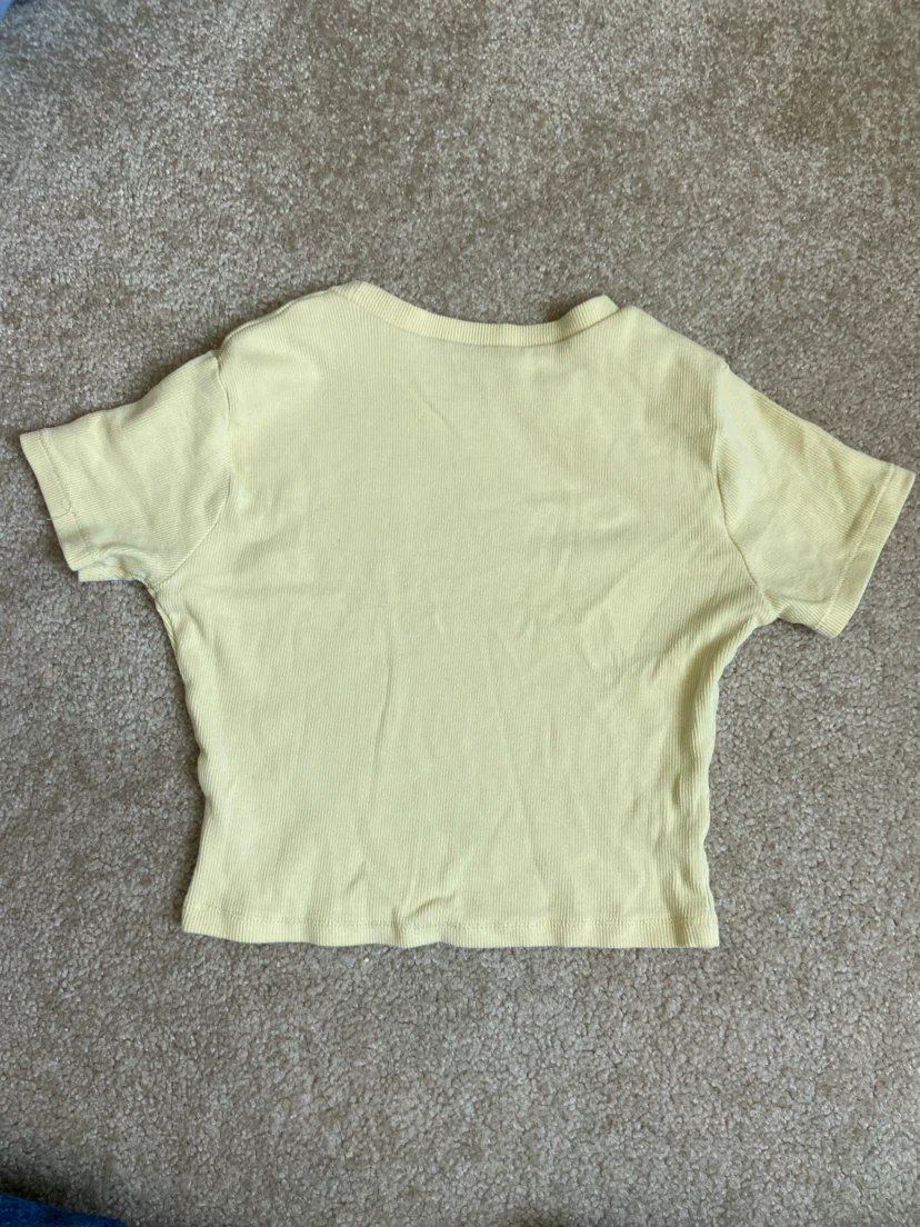 Yellow Ribbed Cropped T-Shirt - photo 2
