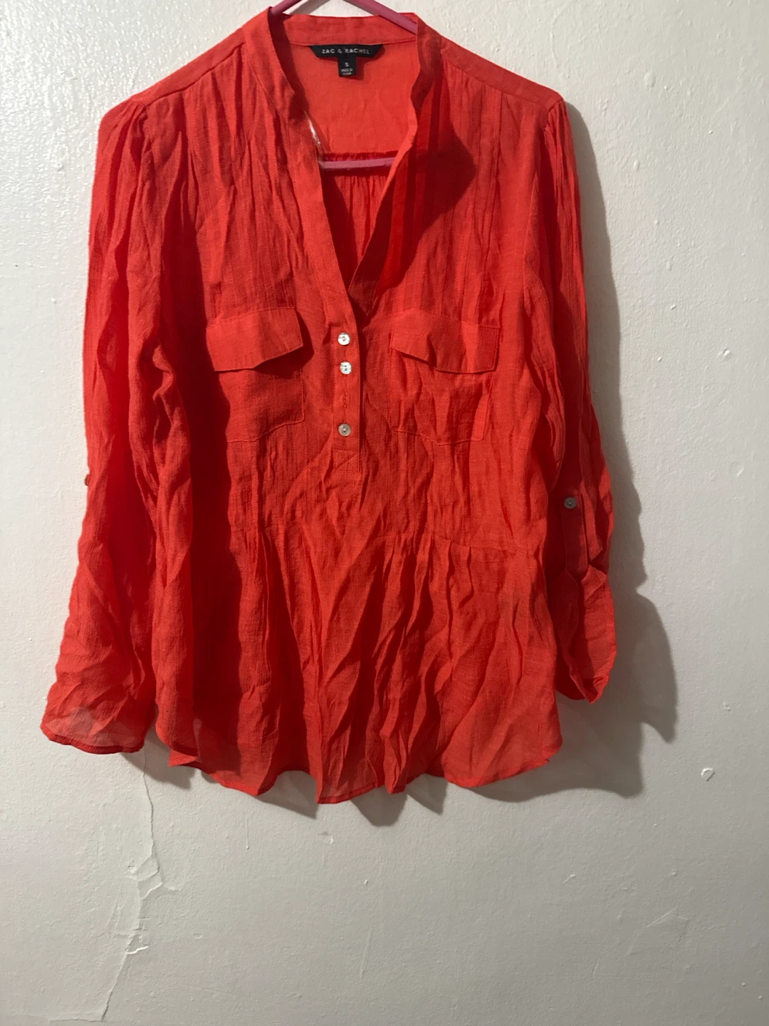 Zac & Rachel Orange Button-Up Blouse
