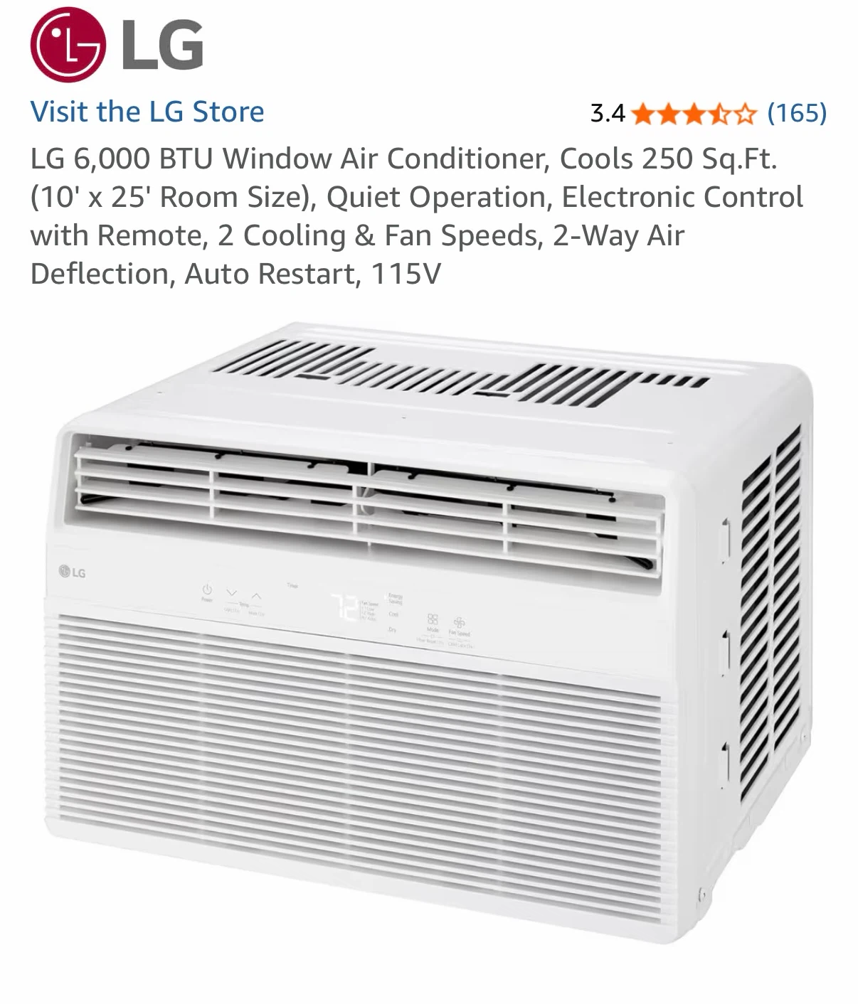 LG 6,000 BTU Window Air Conditioner - photo 2