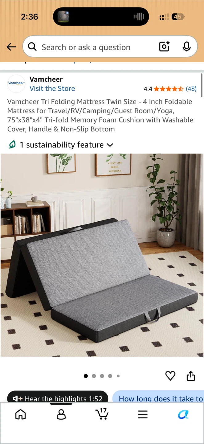 Vamcheer Tri Folding Mattress Twin - photo 2