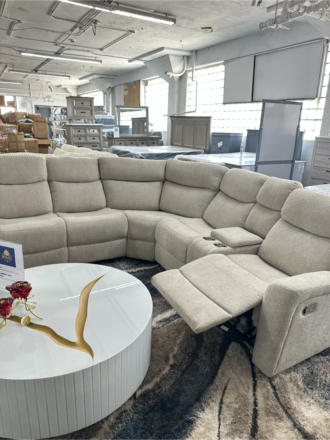 Grey manual reclining sectional (new)