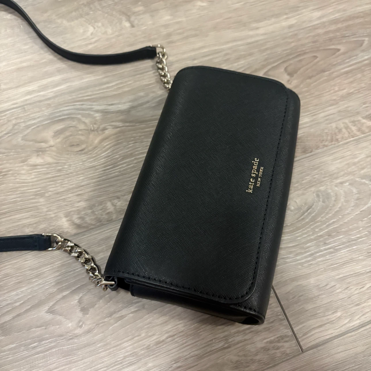 Kate Spade Black Leather Crossbody Wallet