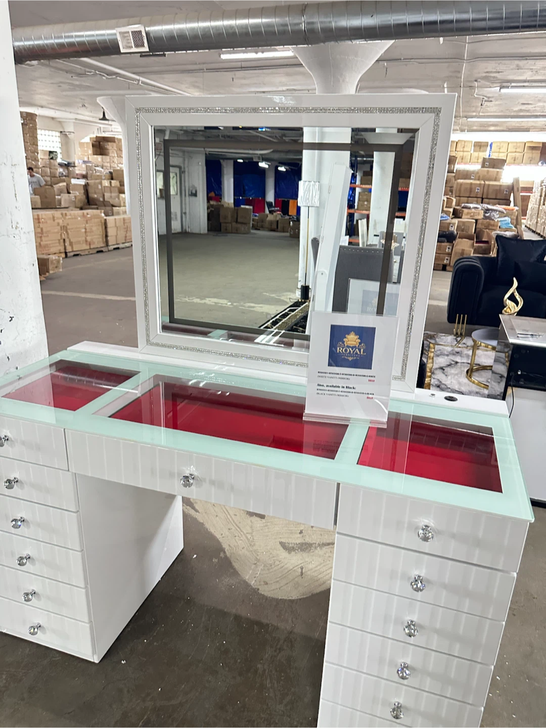 White vanity + mirror (new)