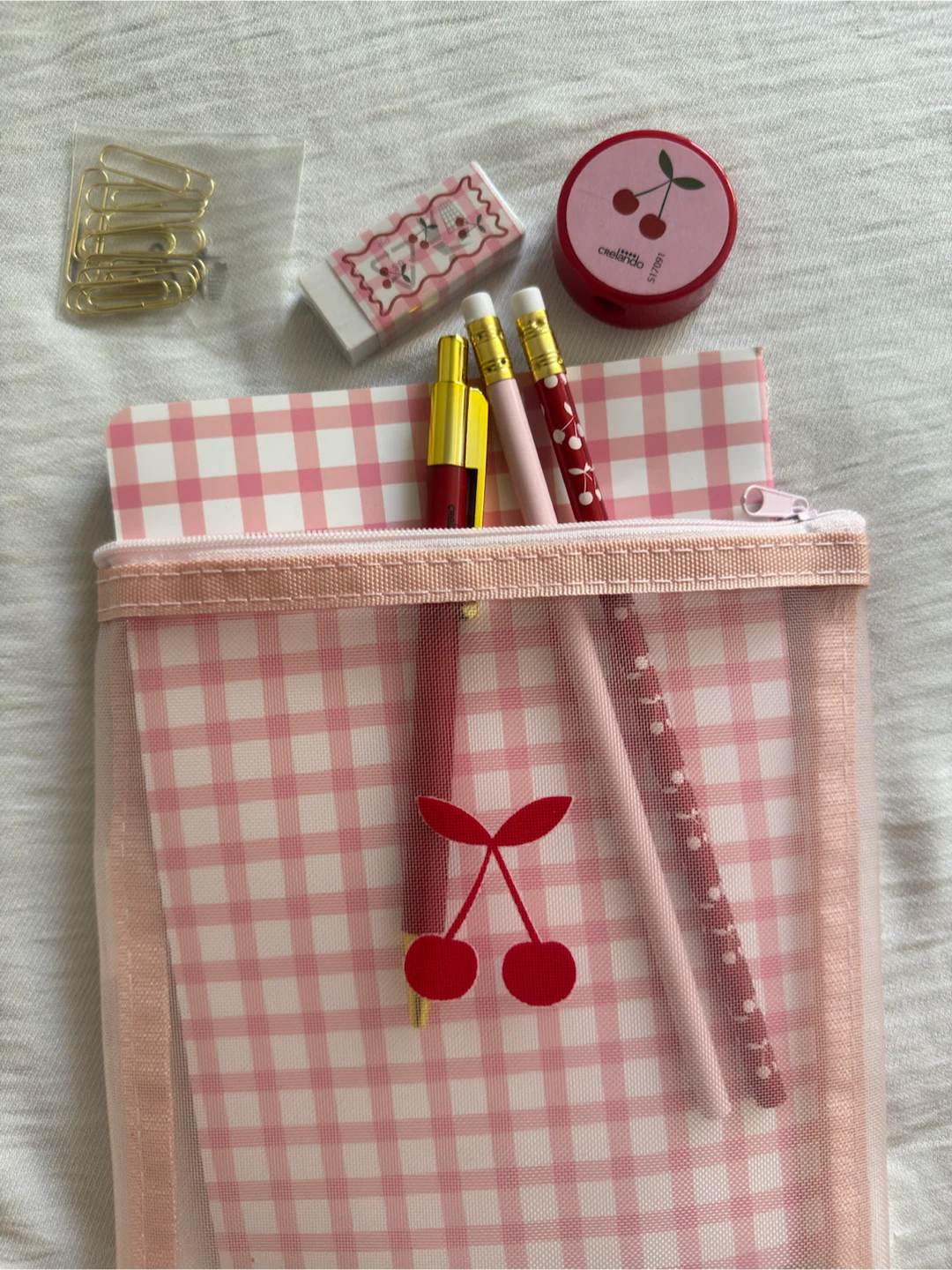 Kawaii Cherry Pencil Case Set with Stationery