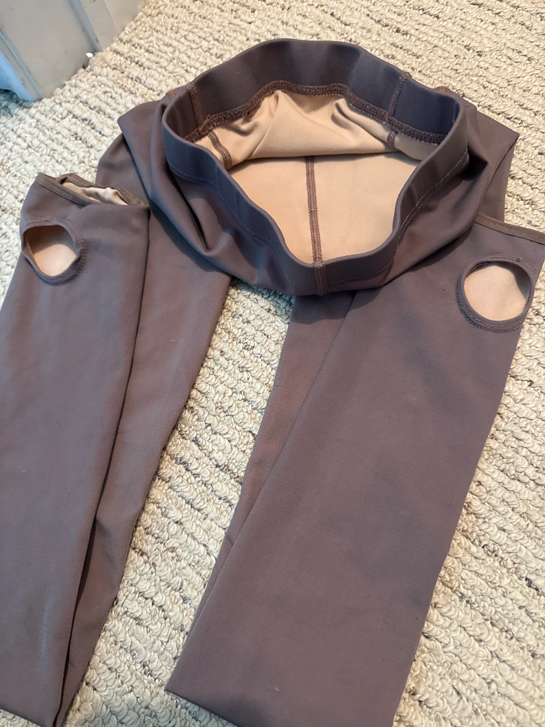 Fleece-lined Stirrup Tights (Grey and Brown) - photo 4
