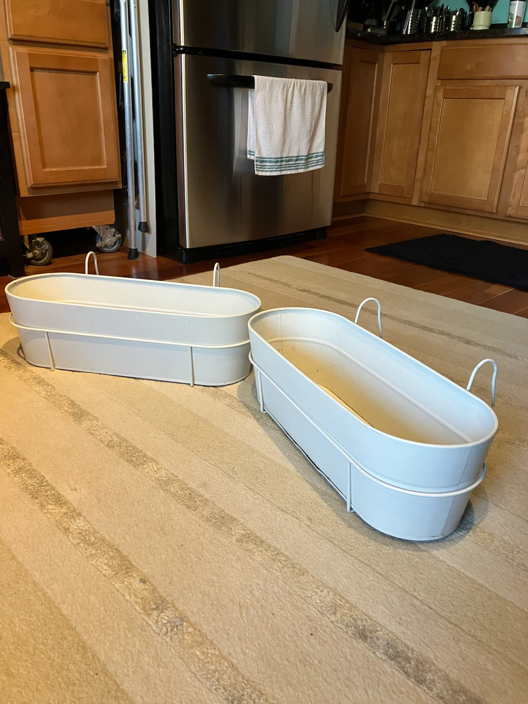 Pair White Metal Planters