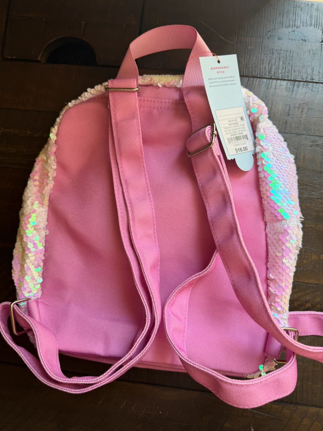 NEW with tags!!!! Cat & Jack Pink llama Sequin Backpack - photo 3