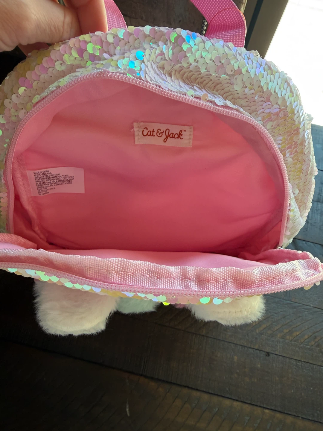 NEW with tags!!!! Cat & Jack Pink llama Sequin Backpack - photo 5
