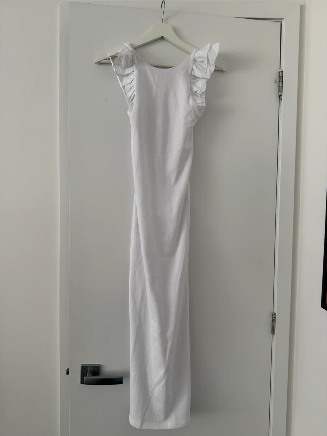 White Zara Ruffled Cap Sleeve Maxi Dress