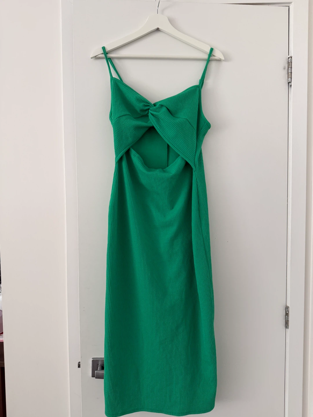Green Ribbed Midi Dress