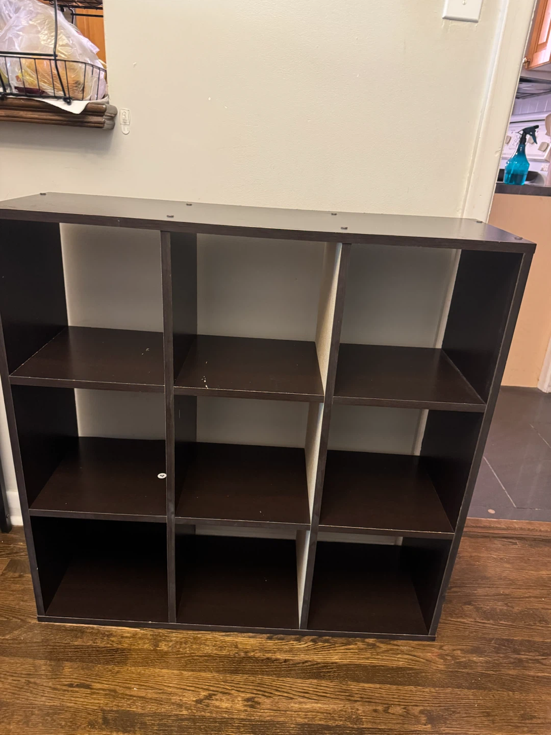 Dark Brown 9-Cube Storage Shelf Unit with inserts