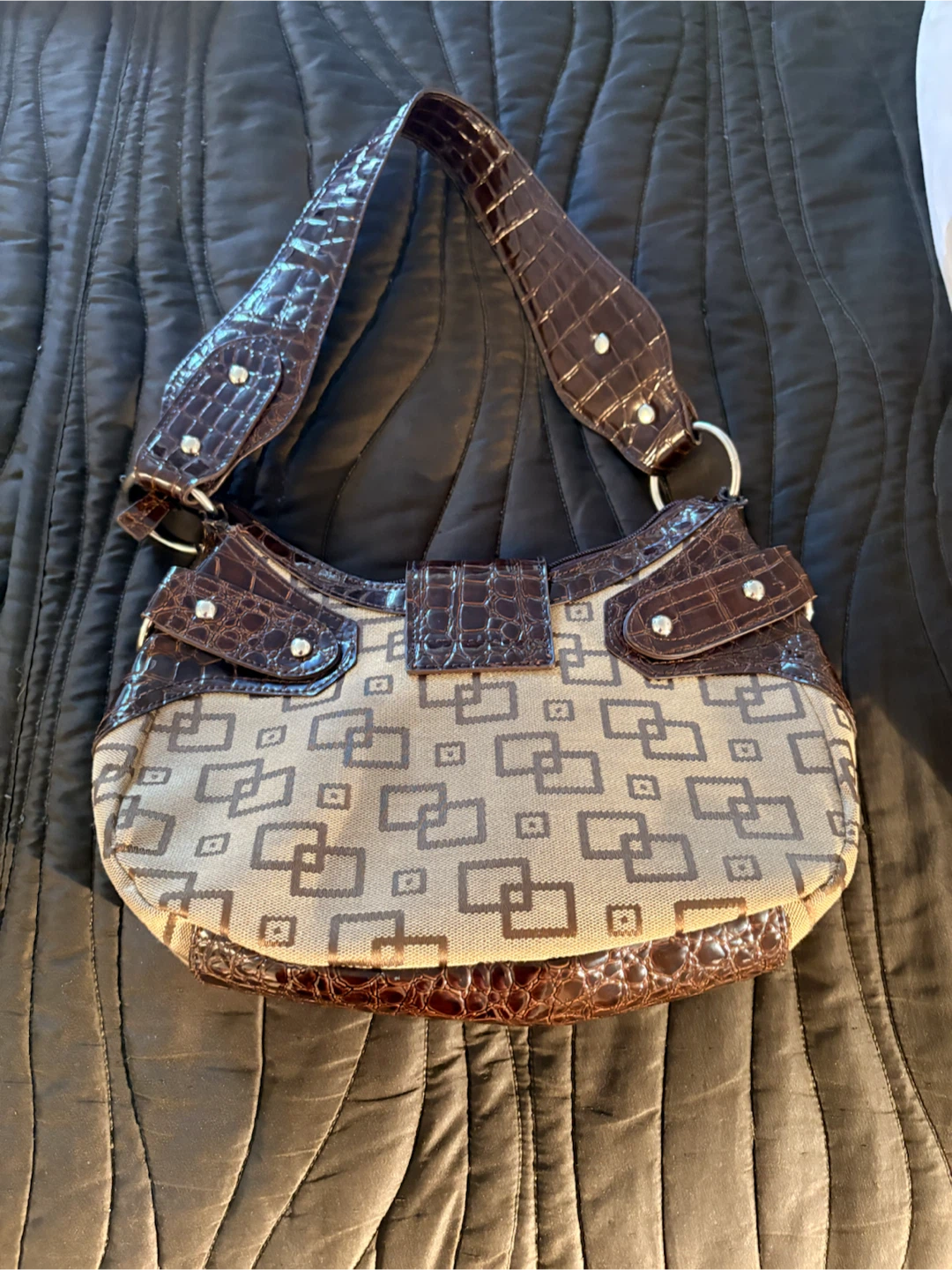 Hobo Bag with Croc-Embossed Details - photo 2