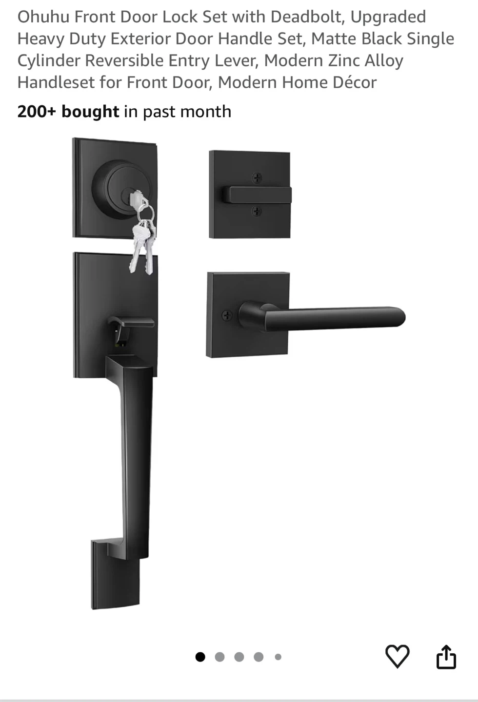 Ohuhu Front Door Lock Set Matte Black