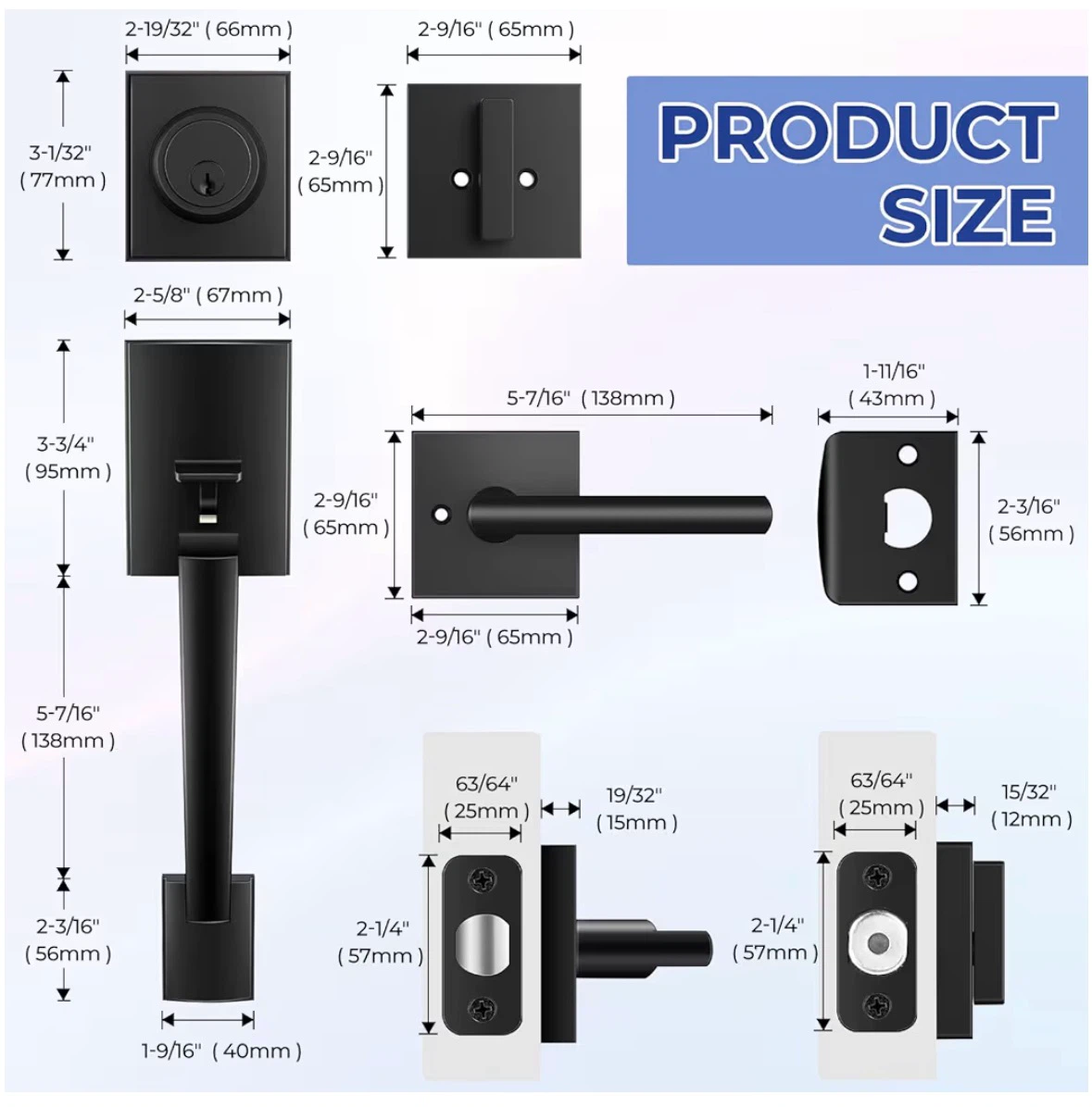 Ohuhu Front Door Lock Set Matte Black - photo 2