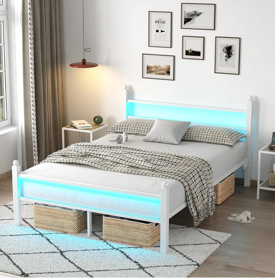 Collars Bed Frame double size with RGB LED Lights