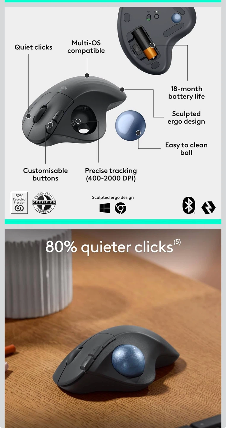 Logitech ERGO M575 Trackball Mouse - photo 2