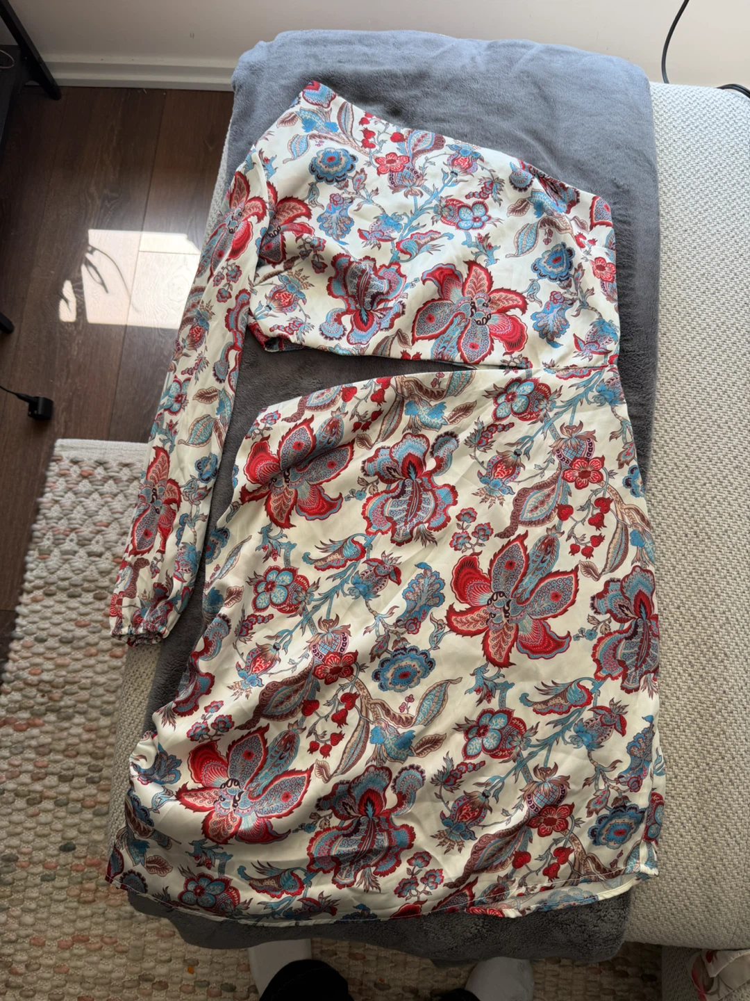 Floral Print One-Shoulder Top and Skirt Set