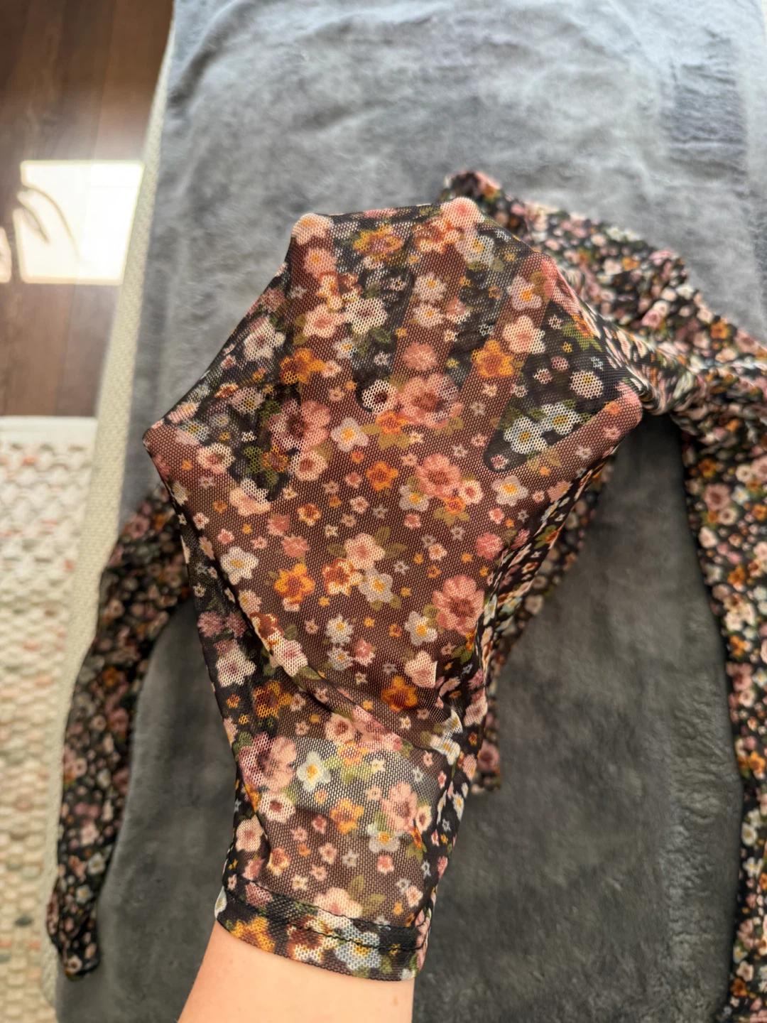 Sheer Floral Mock Neck Top - photo 2