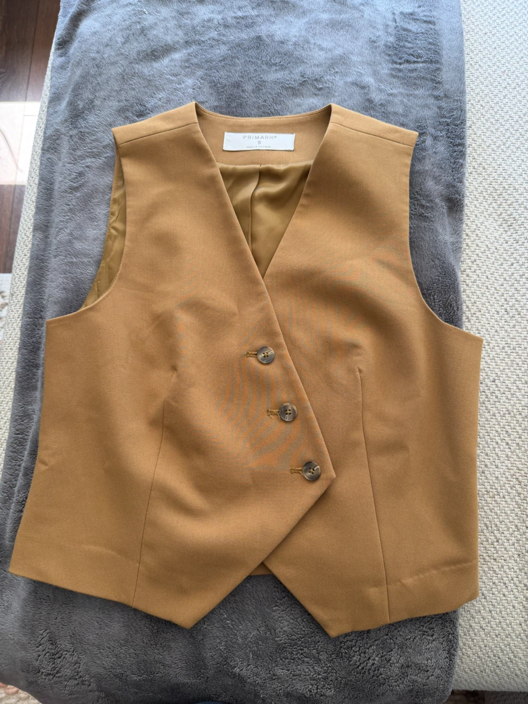 Primark Tan Button Vest - Size S