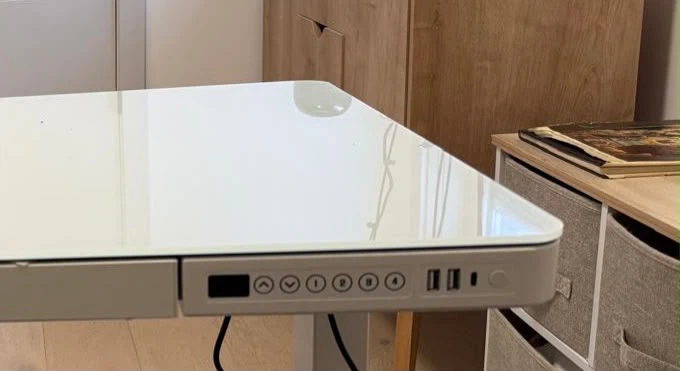 Adjustable Standing Desk with White Glass Top - photo 2