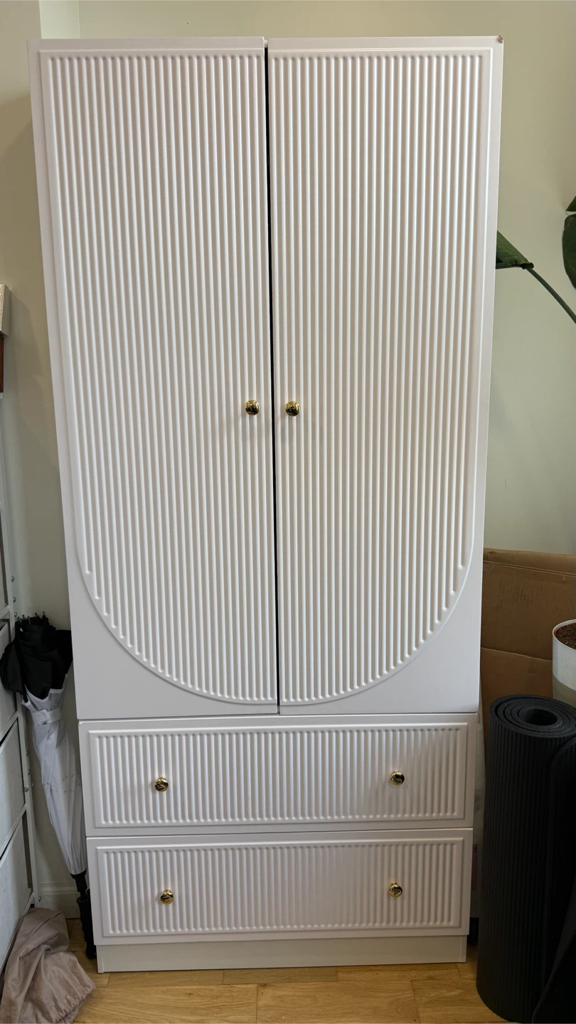 White Armoire Wardrobe with Drawers