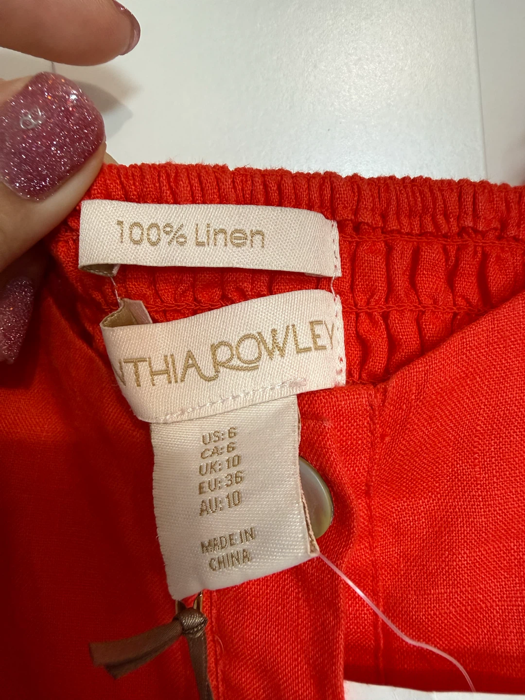 Cynthia Rowley Red Linen Button-Front Dress - Size 6 - photo 4