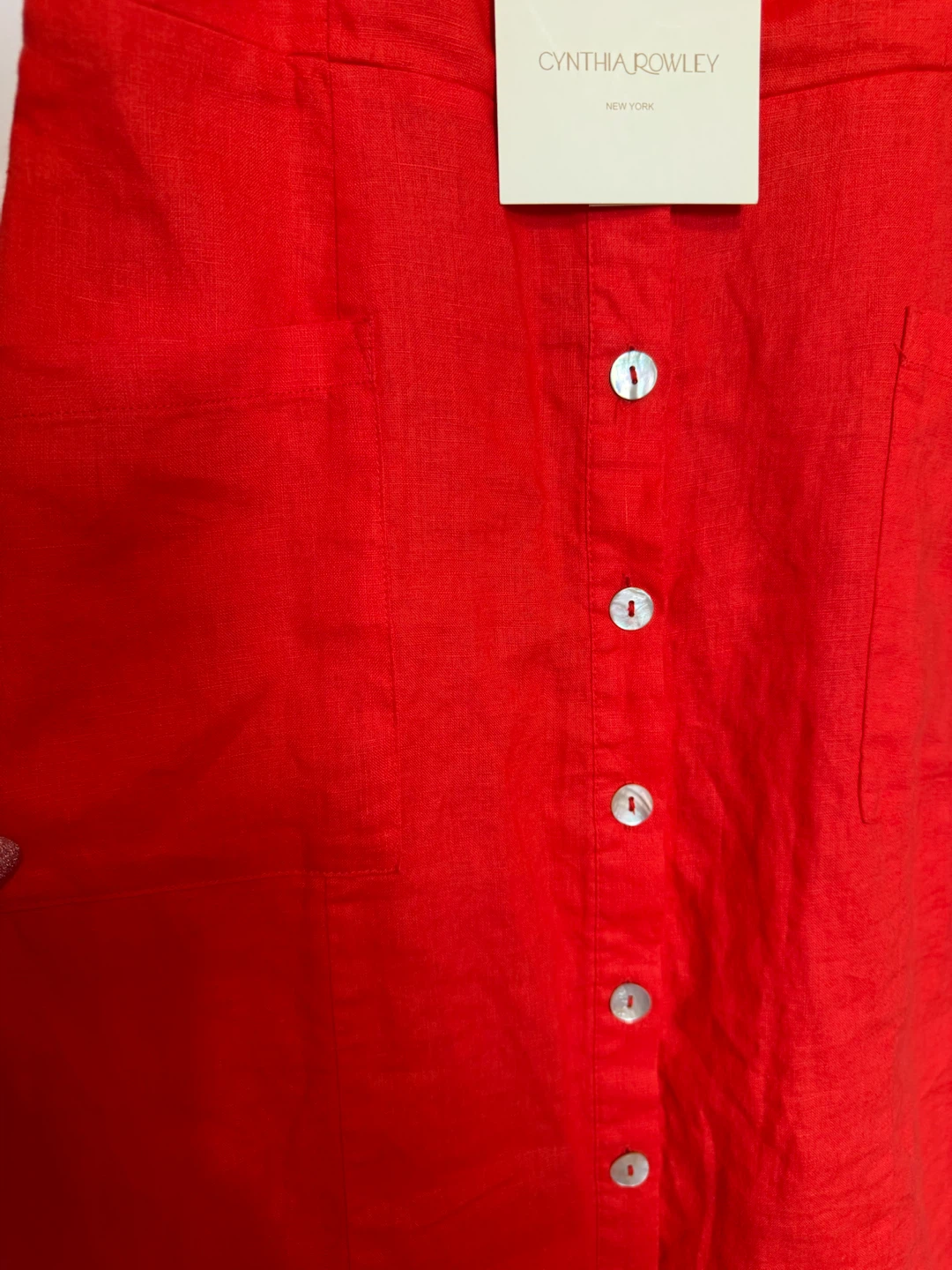 Cynthia Rowley Red Linen Button-Front Dress - Size 6 - photo 5
