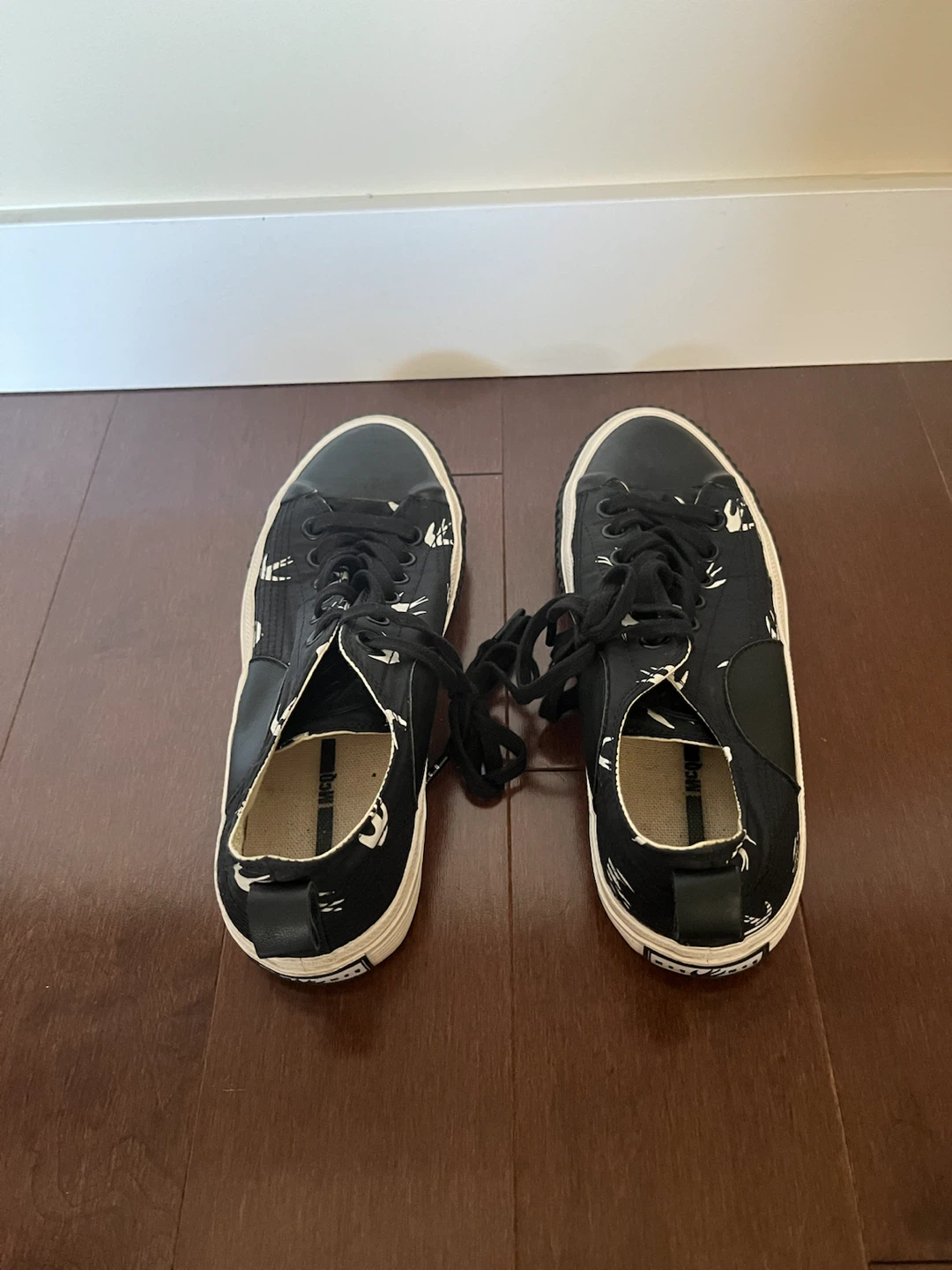 Black Canvas Sneakers with White Print