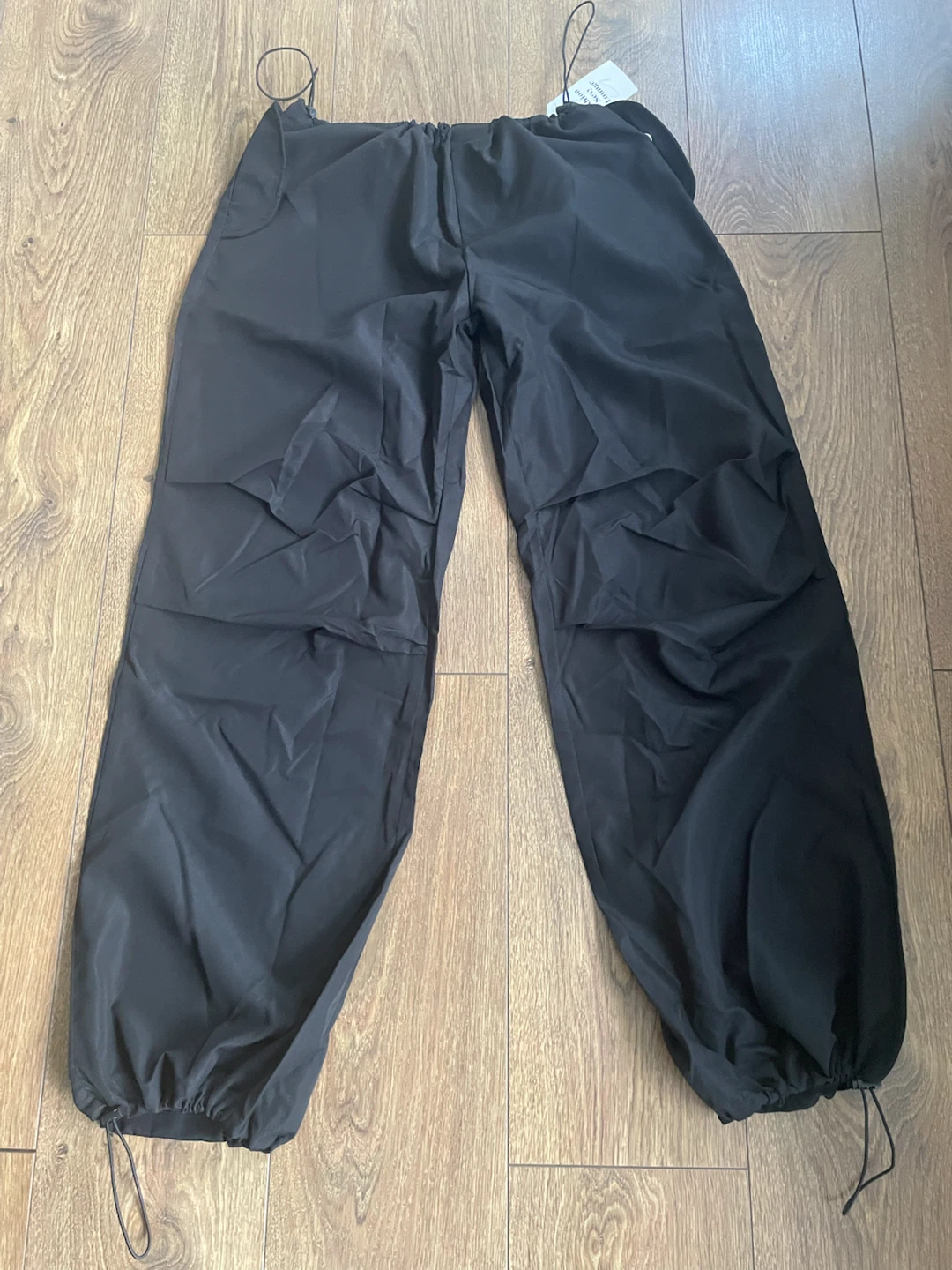 BNWT Black Parachute Pants With Drawstrings