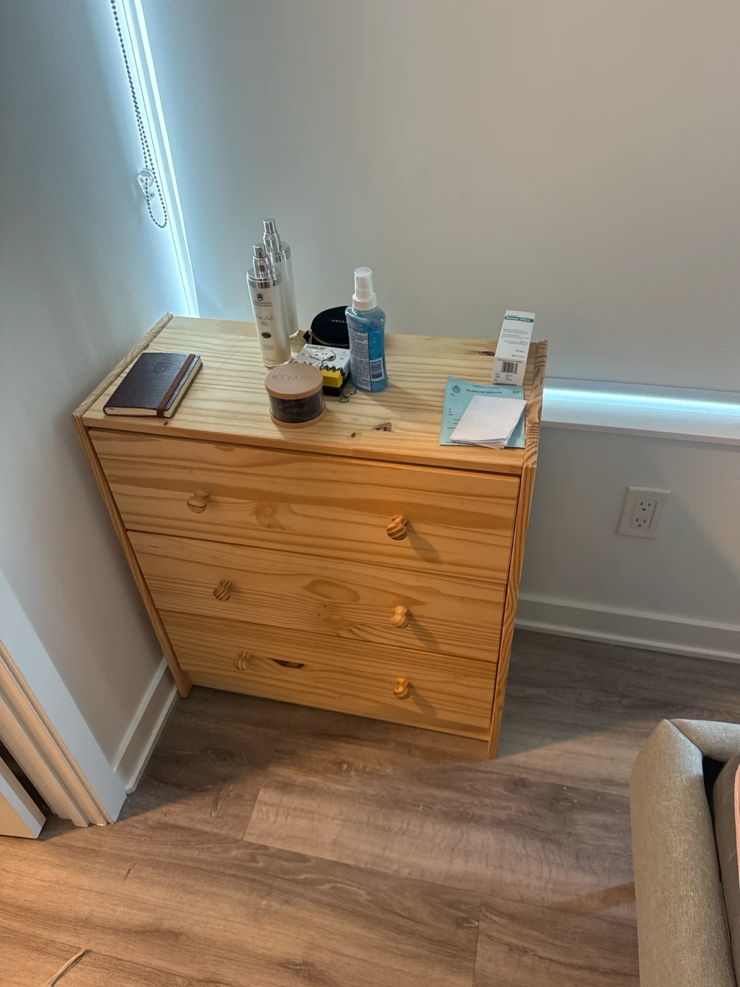 IKEA Pine Wood 3-Drawer Dresser
