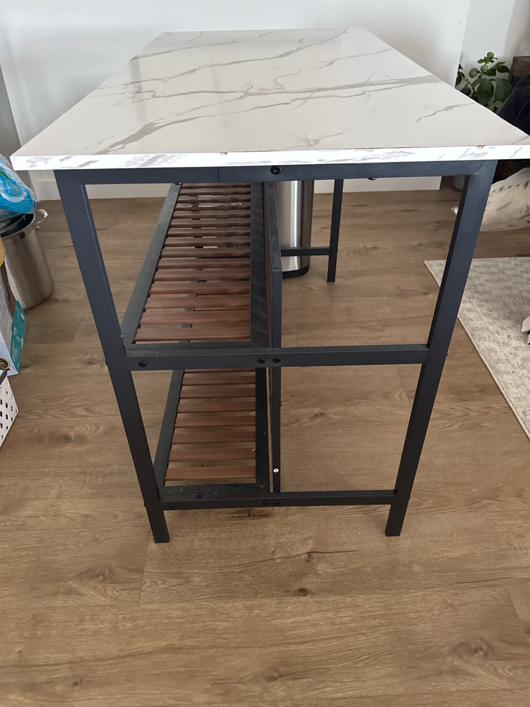 Kitchen Island Table with Marble-Look Top - photo 3