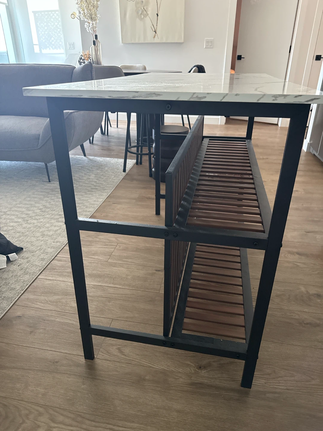 Kitchen Island Table with Marble-Look Top - photo 4