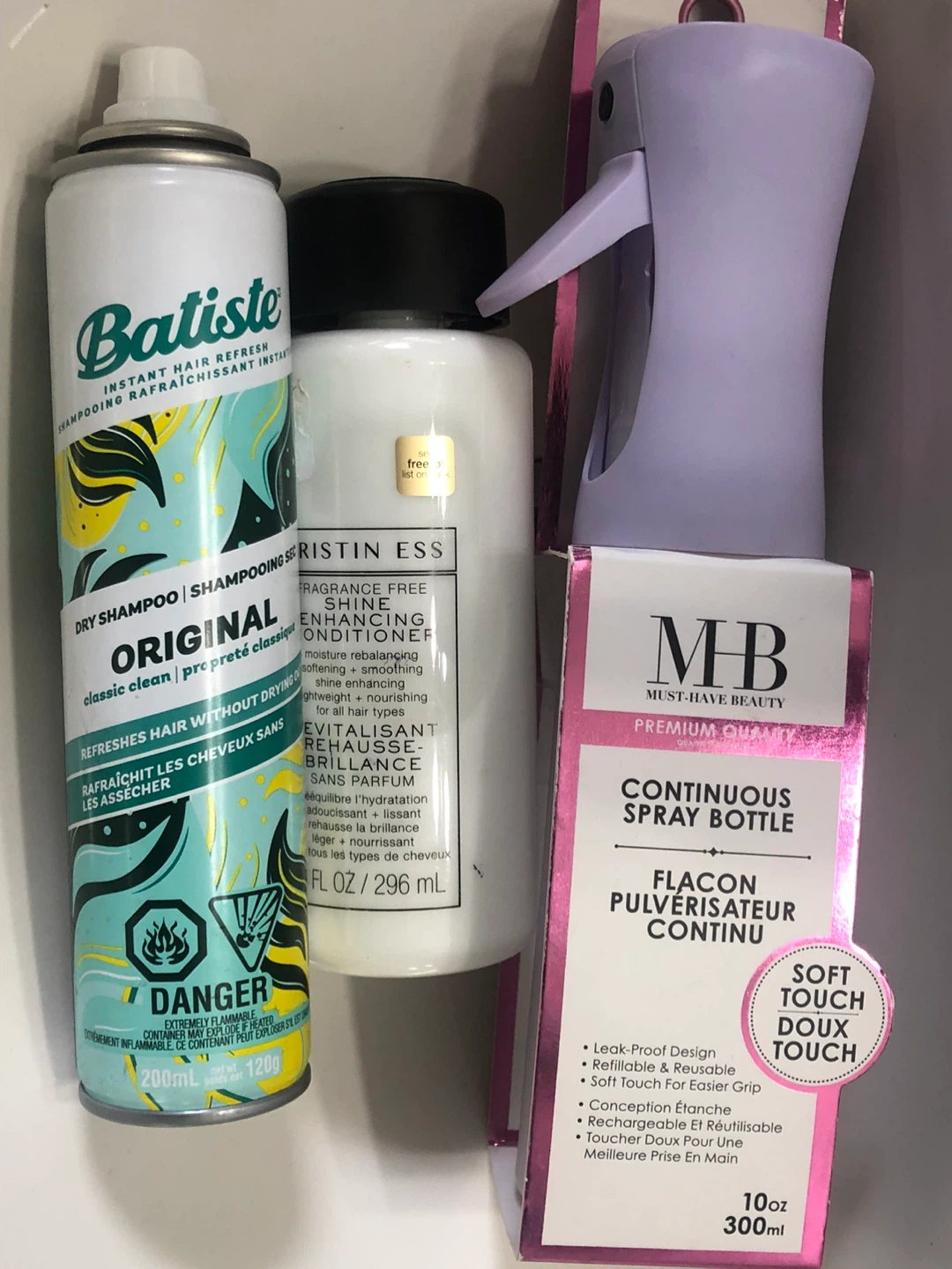 NEW Hair Conditioner, Dry Shampoo & Continuous Spray Bottle
