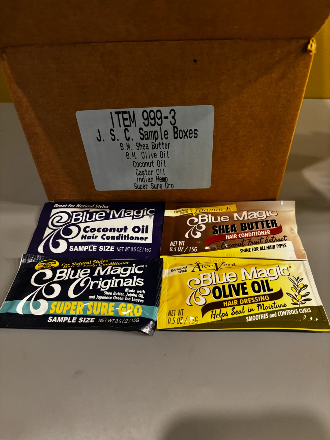 A box of Blue Magic Hair Sample Packets - photo 2